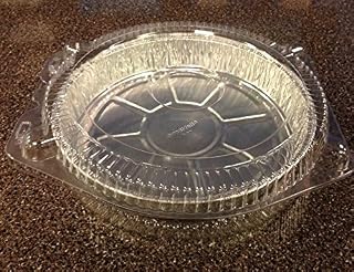 Handi-Foil of America 9" Round Aluminum Foil Cake Baking Pan w/Clear Hinged Lid Plastic Container (pack of 20)