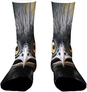 Unisex Emu Crew Socks Moisture Wicking Cushioned Arch Support Socks Funny Novelty Athletic Sock
