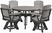 Gray 5-Piece Round Dining Set, Heavy-Duty HDPE, Umbrella Hole, All-Weather Patio Furniture, Great for Harborside