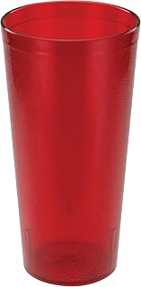 Winco 24 oz Red Pebbled Plastic Tumbler (Set of 12) | Dishwasher safe, BPA-free, Shatterproof, Secure grip, Jam-free stacking, Great for Water, Juice, Soft Drinks and Cocktails