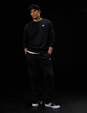 Men's Club Fleece Crew Sweatshirt by Nike – Small, Cotton Blend, Black/White, Model FN3886-010