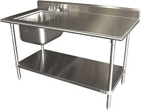 Floor Mount Scullery Sink with Right Work Table, Bowl Size 16" x 20"