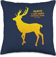North Cascades National Park 2-Sided with Deer on the Back Throw Pillow