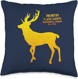 North Cascades National Park 2-Sided with Deer on the Back Throw Pillow