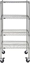 HUBERT Mobile Shelving Unit with 4 Shelves Silver Metal - 36" L x 24" W x 80" H