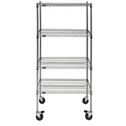 Mobile Shelving Unit with 4 Shelves Silver Metal - 36" L x 24" W x 80" H by HUBERT – Alloy Steel, Silver, Model 48589+71360