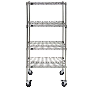 Mobile Shelving Unit with 4 Shelves Silver Metal - 36" L x 24" W x 80" H by HUBERT – Alloy Steel, Silver, Model 48589+71360