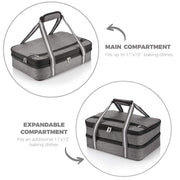 Stack Store Plus More Insulated Casserole Carrier, Double Decker Expandable, Gray