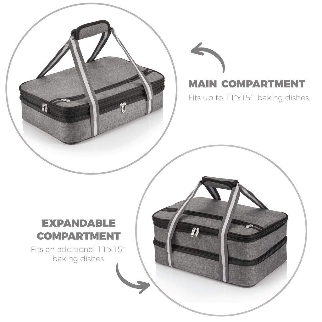 Stack Store Plus More Insulated Casserole Carrier, Double Decker Expandable, Gray