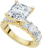 Pompeii Certified Elara 5.5Ct Asscher & Emerald Diamond Engagement 14k Gold Lab Grown (E/F,VS1-VS2)