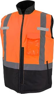 Radians SJV41B Unisex Class 2 High Visibility Reversible Insulated Safety Vest with Color Blocking, Orange/Black, Size 3X