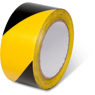 Striped Hazard Warning Tape by Global Industrial – 2" W x 108'L x 5 Mil, Vinyl, Black/Yellow, Model WT2110PB