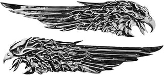 Lethal Threat 3D Stick-On Emblem Eagle Flight, Silver, Vehicle Decal