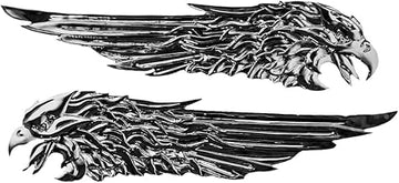 Lethal Threat 3D Stick-On Emblem Eagle Flight, Silver, Vehicle Decal