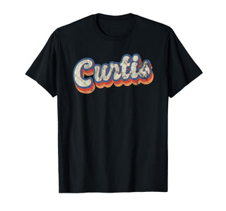 Curtis Personalized Name Shirt Custom Lettering 70's T-Shirt by Personalized & Custom Apparel for Curtis – Cotton, Black, Model GEPC34SZH5Z