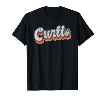 Curtis Personalized Name Shirt Custom Lettering 70's T-Shirt by Personalized & Custom Apparel for Curtis – Cotton, Black, Model GEPC34SZH5Z
