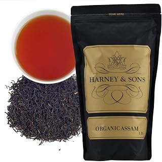 Harney & Sons Organic Assam Loose Leaf Black Tea, 16 oz | Organic Assam loose leaf black tea with a rich, medium-bodied flavor. Contains caffeine.