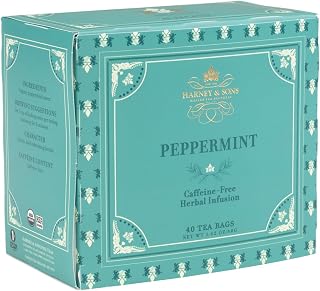 Harney & Sons Organic Peppermint Tea Bags, 40 Count, Caffeine Free | Organic peppermint tea from Washington State. Naturally caffeine free.