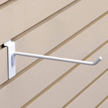 8" White Slatwall Hooks by HUBERT – Commercial Grade