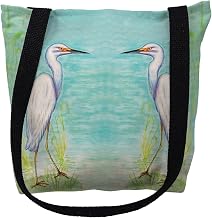 Betsydrake TY025G 18 x 18 in. Snowy Egret Tote Bag - Large Black