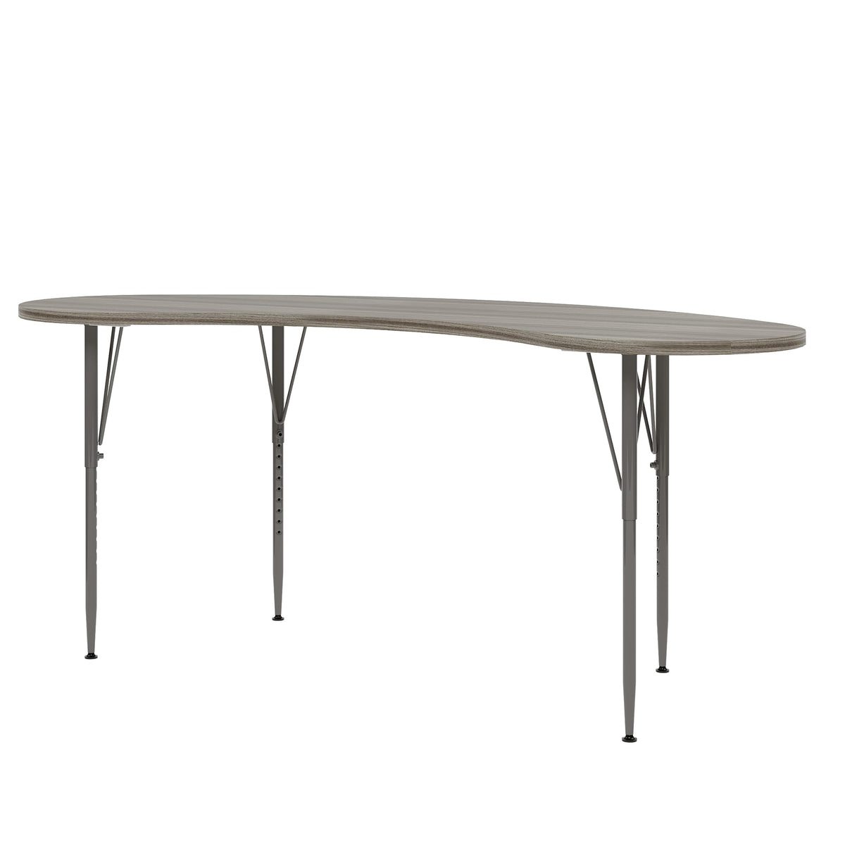 Curved Table 72" Wide (Shadow Elm Gray) by Tot Mate – 3/4" Thick Industrial Grade Wood With Laminate Surfacing, Shadow Elm Gray, Model TM9373