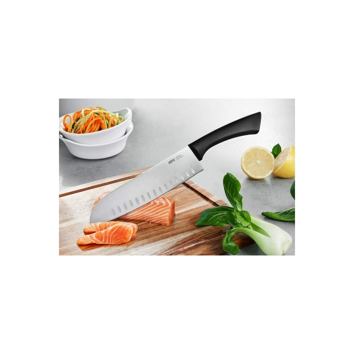 Santoku Knife Senso by GEFU – Santokumesser, steel, Black / Silver, Model 13890