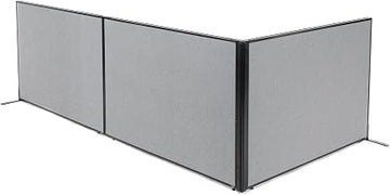 Global Industrial 60-1/4"W x 42" H Freestanding 3-Panel Corner Room Divider, Gray