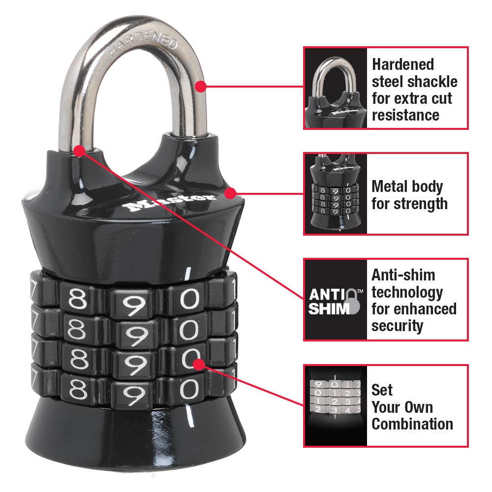 Combination Padlock by Master Lock – 1 Pack, Metal, Assorted; colors may vary, Model 1535D