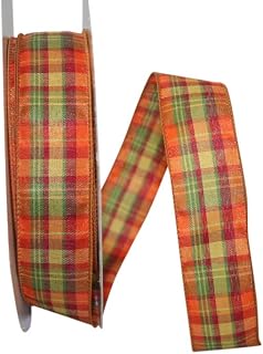 Reliant Ribbon Planters Plaid Value Wired Edge Ribbon, 1-1/2 Inch X 50 Yards, Multi