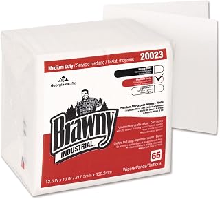 Georgia-Pacific GP Brawny Professional D400 Disposable Cleaning Towel, 1/4-Fold, White, 20023
