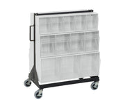QUANTUM STORAGE SYSTEMS 20-1/4"D x 23-5/8"W x 31"H / 6 White Tip Out Bins Multi-Sizes / Black Open Storage Bins