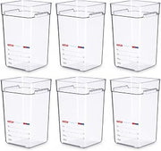 Araven Polycarbonate Square Food Container, 22 qt, IML, 6 Ct, Clear