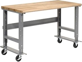 Global Industrial Adjustable Height Mobile Workbench, 60"W x 30"D, 5" Wheel