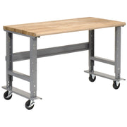 Adjustable Height Mobile Workbench by Global Industrial – 30"L x 60"W x 4.5"H, Maple, Gray, Model 183987A