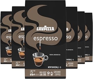Lavazza Espresso Ground Coffee, Medium Roast, 100% Arabica, 20 oz Bag (Pack of 6)