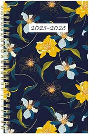 Blueline Essential Academic Weekly/Monthly Planner, 13 Months, July 2025 to July 2026, Twin-Wire Binding, Poly Cover, 8" x 5", Blossom Design, Navy (CA114PG.02-26)