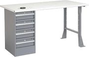 Global Industrial 60" W x 30" D Workbench, 1-1/4" Safety Edge ESD Top, 4 Drawer/Open Leg