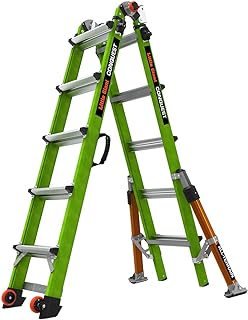 Little Giant Ladder Systems Conquest 2.0 All-Terrain, M22, 22ft, Multi-Position Ladder with Adjustable Outriggers, Fiberglass, Type 1A, 300 lbs Weight Rating, (17102-001) | Non-Conductive Fiberglass, Adjustable Outriggers, All-Terrain, 300 lbs. Load Capacity, Type IA Extra Heavy Duty