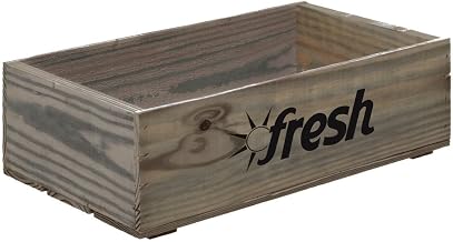Wood Produce Crate with Fresh Logo Rectangular Weatherwood Stained - 19 3/4"L x 11 1/4"W x 5 7/8"H