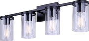 Canarm Twin Lakes 4-Light Vanity Light – Modern Style with Clear Glass Shades, 100W Type A, 28" Wide, Matte Black Finish, Above Mirror Bathroom Lighting