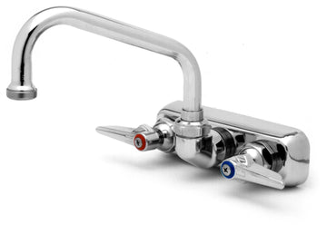 Workboard Faucet with Wall Mount by T&S Brass – not_applicable, Chrome plated brass body & tubular spout and chrome plated metal handles & escutcheon, Silver, Model B-1116