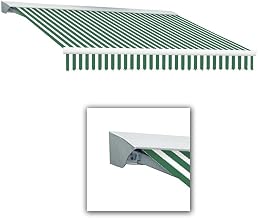 AWNTECH 10 FT. Destin Manual Retractable Awning 120 in. W X 10.38 in. H X 96 in. D Acrylic Fabric in Forest/White Stripe DA10-FW