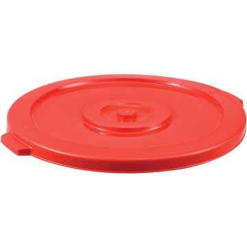 32 Gallon Garbage Can Lid by Global Industrial – 22-1/4" Diameter x 1-3/8"H, 32.0 gallons, Polyethylene Resin, Red, Model XDW-L32RD