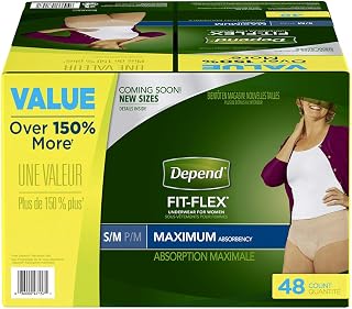 Depend Fit-Flex Underwear for Women ~ Small/Medium ~ 48 Count