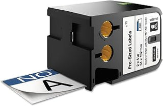 Industrial Pre-sized Safety Labels for DYMO XTL Label Makers, Black on White with Blue Header, 2"x4", 1 Roll (1868715)