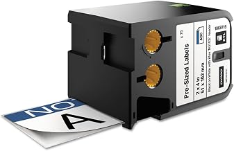 Industrial Pre-sized Safety Labels for DYMO XTL Label Makers, Black on White with Blue Header, 2"x4", 1 Roll (1868715)