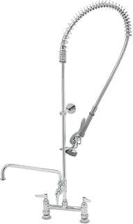 T&S Brass B-0123-ADF12 Easyinstall Pre-Rinse Spring Action Deck Mount with 8-Inch Centers and 12-Inch Add-On Faucet