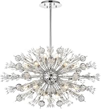 Elegant Lighting Vera 36" Crystal Starburst Oval Pendant in Chrome
