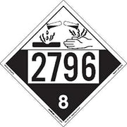 Labelmaster ZEZ42796 UN 2796 Corrosive Hazmat Placard, E-Z Removable Vinyl (Pack of 25)
