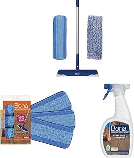 Bona Premium Microfiber Floor Mop & Microfiber Cleaning Pad for Hardwood & Hard Surface Floors - 3 Pack & Hardwood Floor Cleaner Spray - 32 fl oz - Unscented